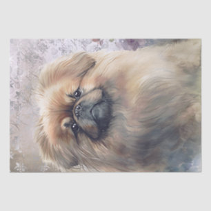 Papel De Seda Cão Floral Pekingese