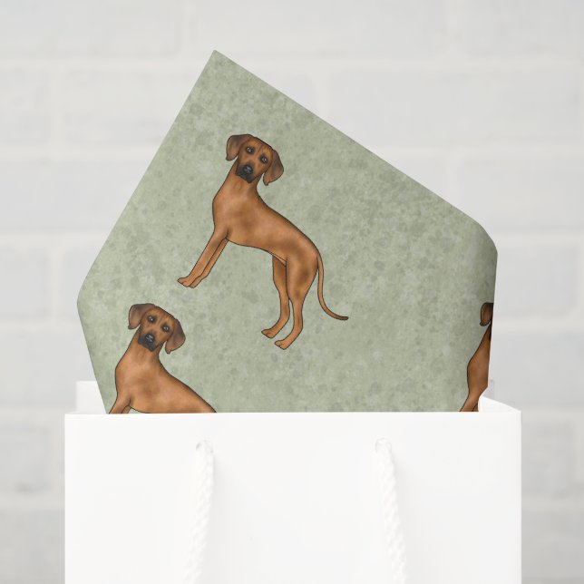 Papel De Seda Cão Leão Africano Rhodesian Ridgeback Padrão Verde (Sacola de presentes)