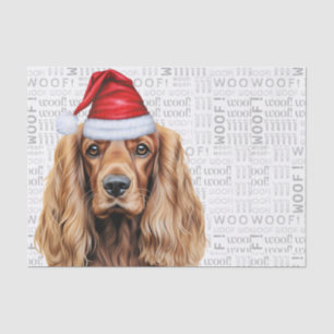 Papel De Seda Cão Santa Cocker Spaniel Festa Natalícia