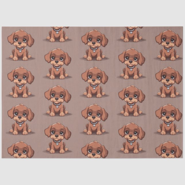 Papel De Seda Cãozinho castanho-branco (Frente )