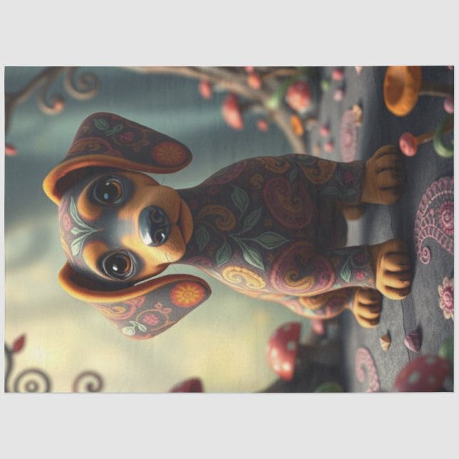 Papel De Seda Cãozinho Colorido Adorável (Frente )