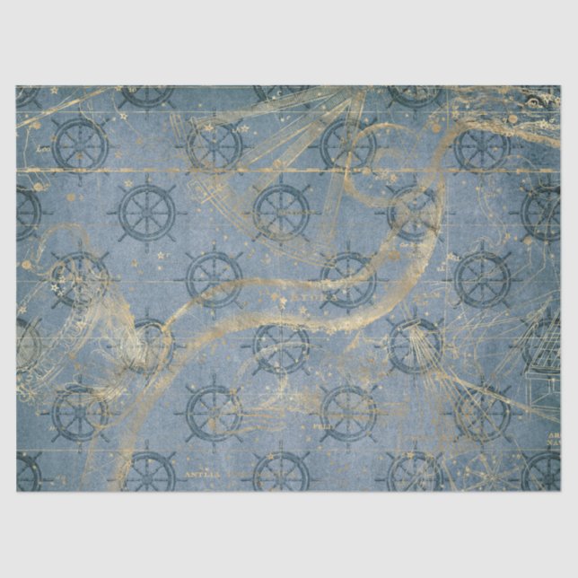 Papel De Seda Capa de Entrega na Decoupage Azul (Frente )