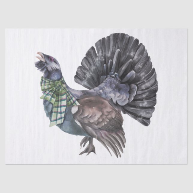 Papel De Seda Capercaillie Tartan Scalf Highland Watercolor (Frente )