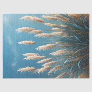 Papel De Seda Capim-das-pampas floral azul