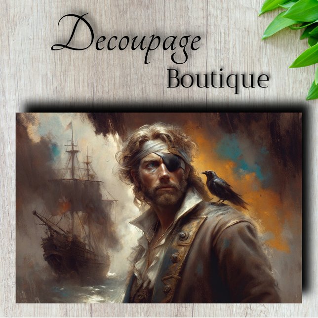 Papel De Seda Capitão Pirata Prata Decoupage (Silver Pirate Captain Decoupage Tissue Paper)