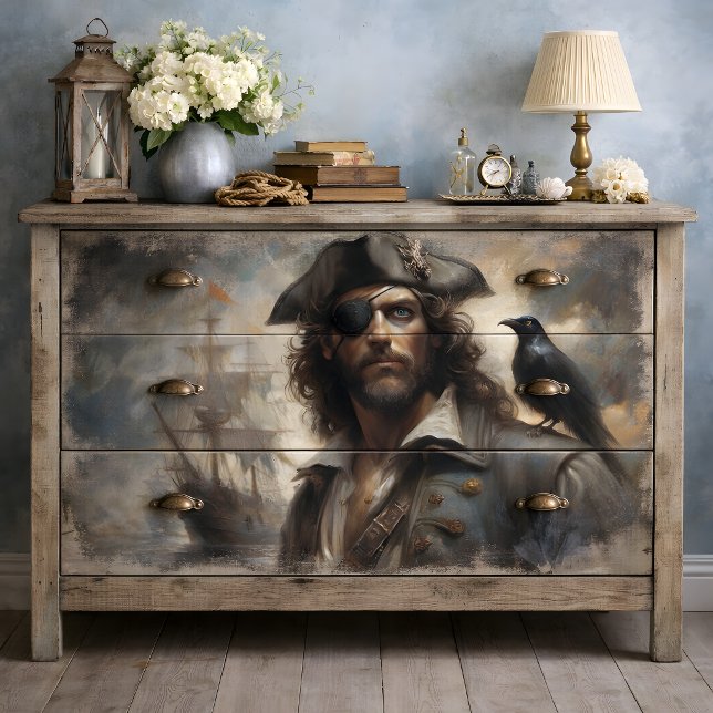 Papel De Seda Capitão Pirata Raven Decoupage (Pirate Captain Raven Decoupage Tissue Paper)