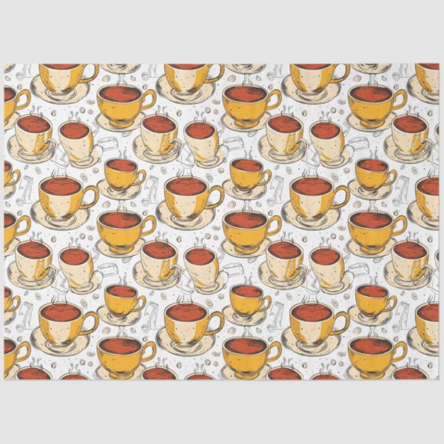 Papel De Seda Cappuccino Padrão de colagem do café epemera (Frente )