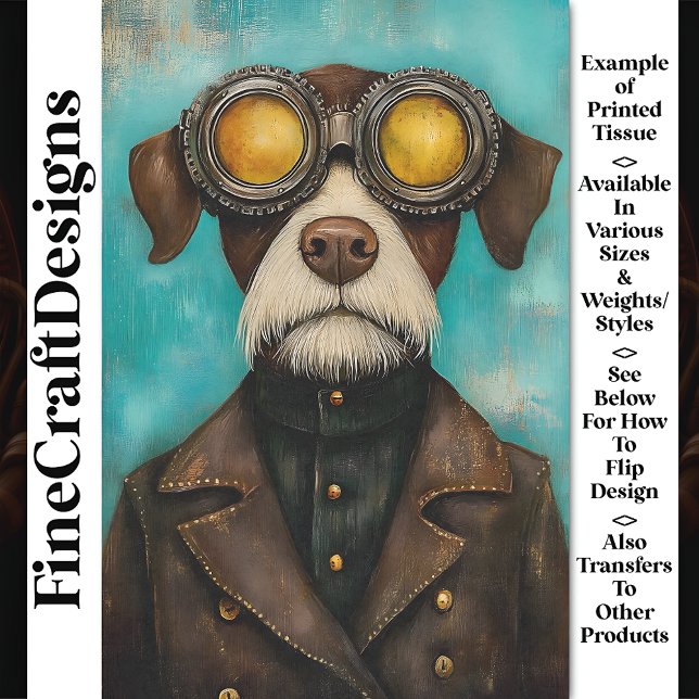 Papel De Seda Capricho Steampunk Cachorro Fofo com Óculos Z2 Dec (Criador carregado)