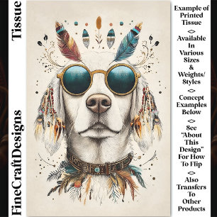 Papel De Seda Caprichoso Boho Chic Labrador Cachorro CK8 Decoupa