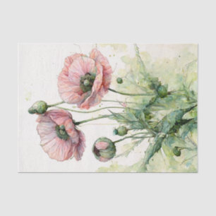 Papel De Seda Cápsulas Rosa, Aquarela Floral Delicada