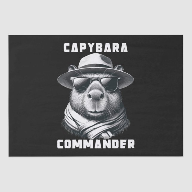 Papel De Seda Capybara Com Óculos Solares Comandante (Frente )
