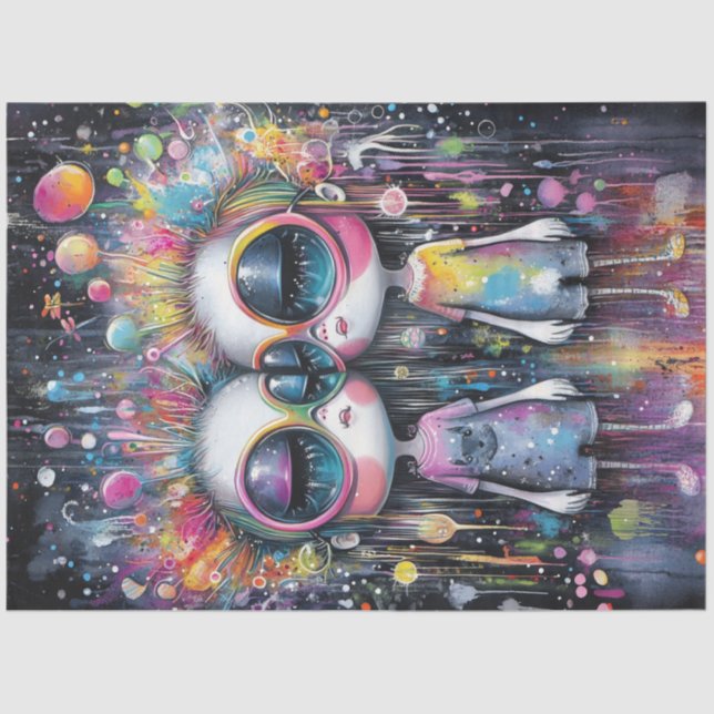 Papel De Seda Caracteres de Bolhas de Menina Branca de Disco (Frente )