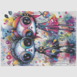 Papel De Seda Caracteres de Menina Vibrante Imaginosa de Dissoci