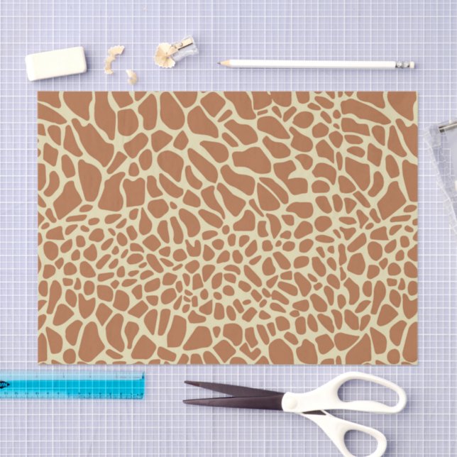Papel De Seda Caramel Brown Beige Giraffe Animal Print Decoupage (Arte )