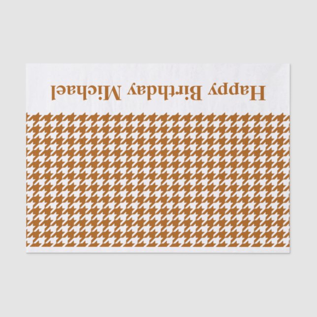 Papel De Seda Caramel Modern Houndstooth com mensagem personaliz (Frente )