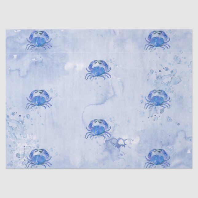 Papel De Seda Caranguejo Azul Aquarela (Frente )
