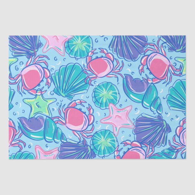 Papel De Seda Caranguejo Preppy Beach Shell (Frente )