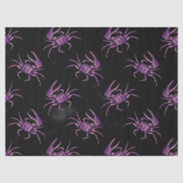 Papel De Seda Caranguejos Roxos na Decoupage Preta
