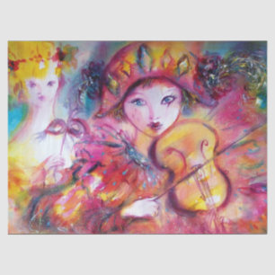 PAPEL DE SEDA CARAS, HARLEQUIN E AQUILÉGIA VENETIAN DO MASCARADA