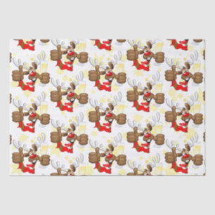 Papel De Seda Caráter de Natal Engraçado do Bebado Reindeer