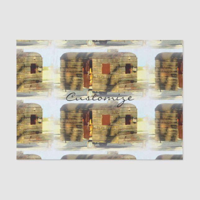 Papel De Seda Caravana de madeira clássica de conserva (Frente )