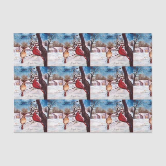 Papel De Seda Cardeal da serenidade do inverno (Frente )