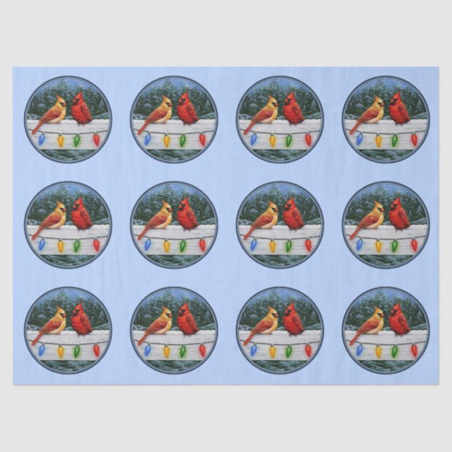 Papel De Seda Cardinhos e Luzes de Natal Azul (Frente )