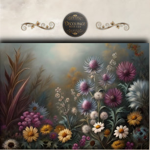 Papel De Seda Cardo de Prado Selvagem Decoupage Floral