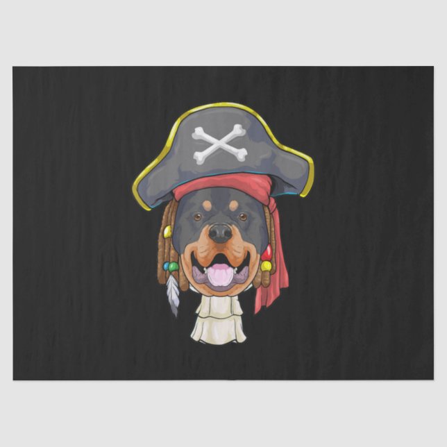 Papel De Seda Caribe Miçangas Rottweiler Pirata Cachorros Engraç (Frente )