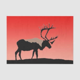 Papel De Seda Caribu no por do sol - arte original dos animais