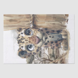 Papel De Seda Caricatura Leopardo Africano Peeking Safari
