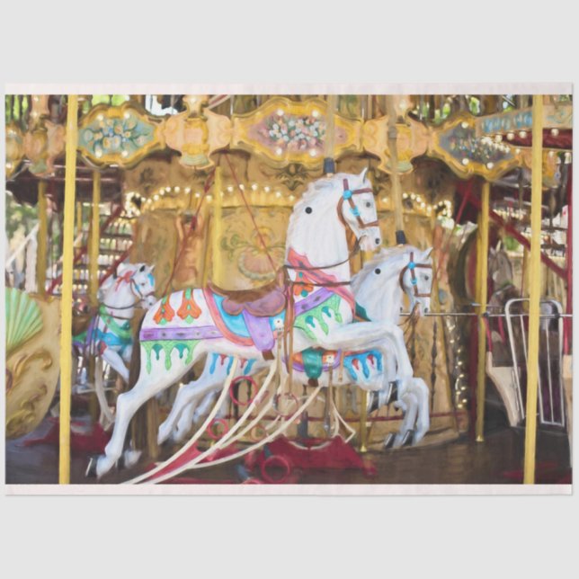 Papel De Seda Carnaval Cavalos Carrossel, 20x30 (Frente )