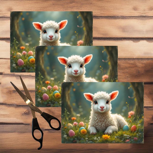 Papel De Seda Carneiro de Páscoa, floresta, ovos de Páscoa. (Criador carregado)