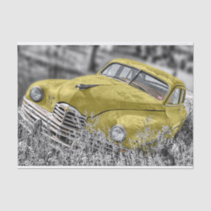 Papel De Seda Carro amarelo velho