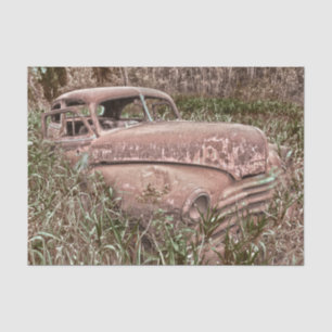 Papel De Seda Carro Antigo Retrô Rústico Velho