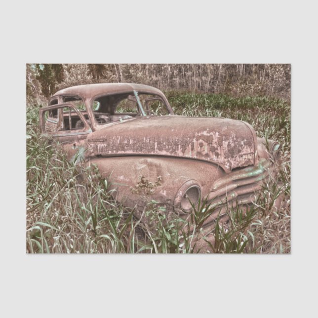 Papel De Seda Carro Antigo Retrô Rústico Velho (Frente )