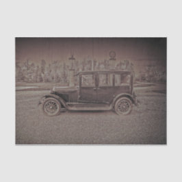 Papel De Seda Carro Clássico Sepia Escuro-Russo Vintage
