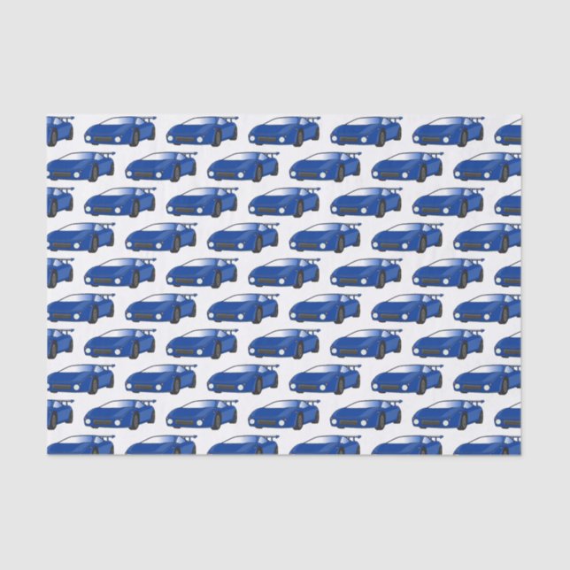 Papel De Seda Carro desportivo azul com ilustração de airfoil (Frente )