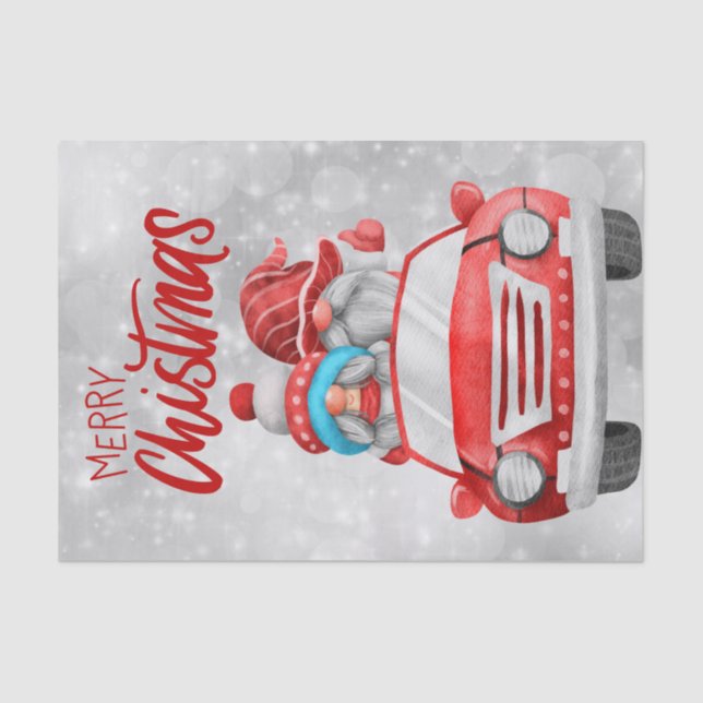 Papel De Seda Carro Gnomo de Natal (Frente )