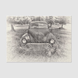 Papel De Seda Carro vintage, Anítico, Negro E Branco, Russo