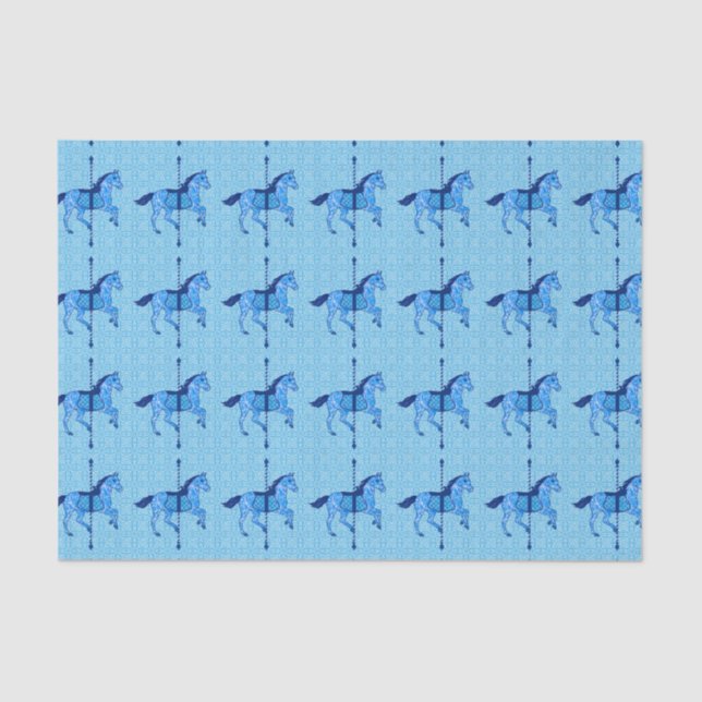 Papel De Seda Carrossel Horse - Cobalto e Azul-Céu (Frente )