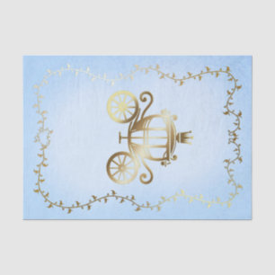 Papel De Seda Carruagem de Ouro Elegante Conto de Fadas Azul Rea