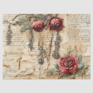 Papel De Seda Carta de Amor Floral Antiga Nostálgica