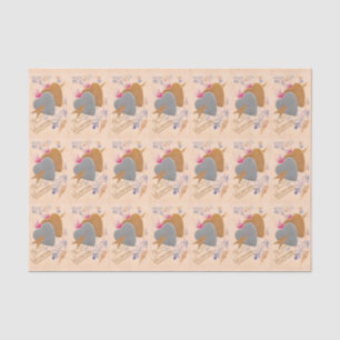 Papel De Seda Cartão-postal do Namorados Vintage Silver & Dourad