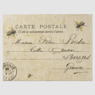 Papel De Seda Cartão Poste francês de abelhas