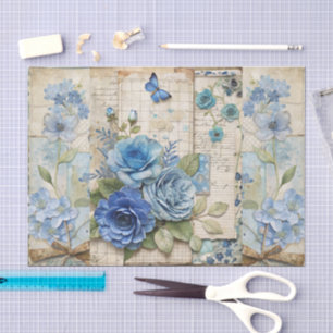 Papel De Seda Cartaz azul-borboleta azul inspirado na Vintage