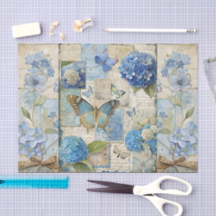 Papel De Seda Cartaz azul-borboleta azul inspirado na Vintage