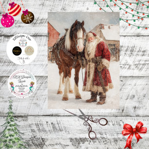 Papel De Seda Cartaz Vintage de Decoupage Natal Papai Noel & Cav