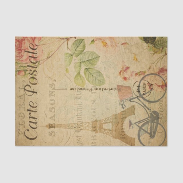 Papel De Seda Carte de Estilo Francês Postale Torre Eiffel (Frente )