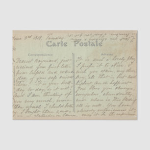 Papel De Seda Carte Postale English Script Vintage Green